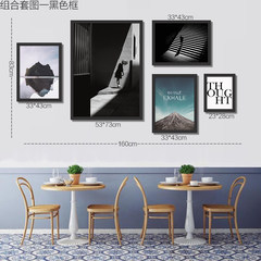 Black and white adornment abstract ideas Nordic contemporary and contracted box drawing restaurants cafes hanging wall in the living room 23 cm * 28 cm Simple black wood frame The combination of a black box Canvas coated + low reflective organic glass