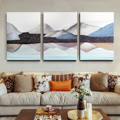 Modern simple Nordic decorative painting, abstract living room hanging painting, new Chinese sofa, background wall painting, triple ink painting 30*40 Simple white clean frame Style -1 Home brand originality