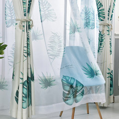 Korean garden linen printed curtain balcony living room environmental protection cotton curtain shading study semi finished products Without shade head + flat Banana leaf yarn
