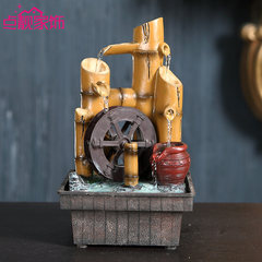 Home Furnishing ornament bamboo crafts ornaments resin water fountain waterscape device Chinese Feng Shui water wheel