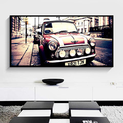 City, Europe and the United States, wind paintings, antique cars, European street scenes, nostalgic ideas, hanging pictures, sofas, background walls, framed paintings 50*70 (CM) Antique car features Classic black frame banner