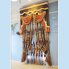 The high-end luxury classical European super thick gold chenille dribbling openwork embroidery curtain screens made of water soluble 1.5 Ping, less than 1.5 by 1.5 Golden coffee Dragon