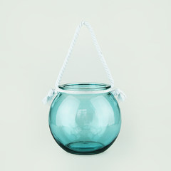 欧式透明玻璃花瓶彩色插花瓶阳台 水培瓶客厅摆件三件包邮 浅蓝圆球