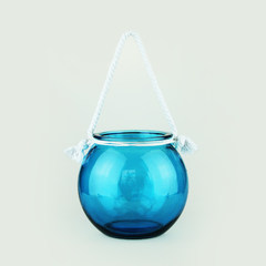 Transparent glass vase flower bottle color style balcony living room decoration three packages water bottle mail Blue ball