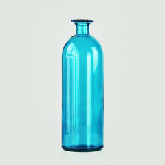 Transparent glass vase flower bottle color style balcony living room decoration three packages water bottle mail Blue fine mouth