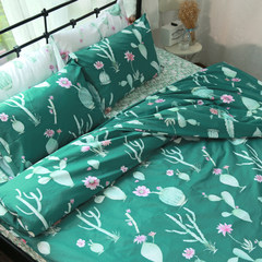 小清新ins风床上四件套全棉 裸睡北欧三件套 纯棉床单床笠套件 床单款 初心-墨绿 1.2m（4英尺）床