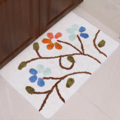 Absorbent mat, floor mat, bathroom, bathroom door, slip mat, cotton Plush bath mat, carpet mat, about 50*80cm white flowers.