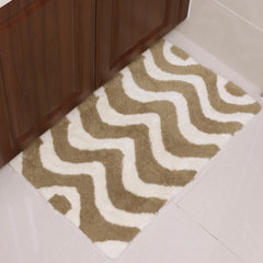 Absorbent mat, floor mat, bathroom, bathroom door, anti slip mat, cotton Plush bath mat, carpet mat, about 50*80cm meters green wavy stripe.