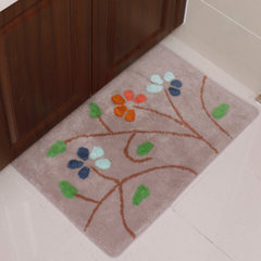 Absorbent mat, floor mat, bathroom, bathroom door, slip mat, cotton Plush bath mat, carpet mat, about 50*80cm grey flowers.