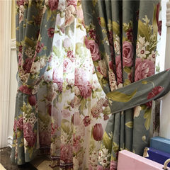 American style European high-grade jacquard thickening curtains, shade retro villa curtains, living room luxury garden window screen Four claw hook processing Elegant color black curtain