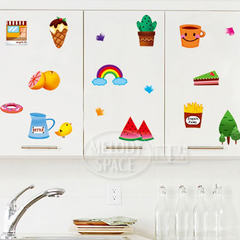 Can remove the three generation of cartoon stickers dessert restaurant kitchen cabinet decoration wall stickers stickers in
