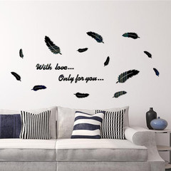 Feather 3D three-dimensional wall stickers bedroom bed sofa backdrop entrance warm living room TV DIY creative personality in