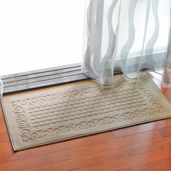 Door mat foot mat porch door dust mat kitchen strip mat bathroom door anti-skid carpet 45× A grid camel color of 70cm