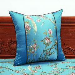 Chinese rosewood sofa cushion with backrest chair cushion antiskid cushion pillow embroidered silk four China wind Ice blue 90*90cm