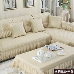Qiu dong sofa cushion cloth art prevent slippery add thick cushion contracted modern four seasons general Europe type sofa cover cover towel custom-made shui meng youlan - cream-colored 70*160+18cm vertical edge