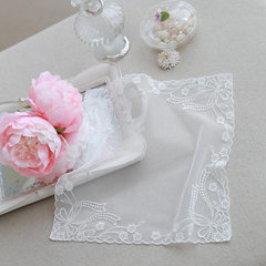 Korean purchasing exquisite romantic square, high-grade lace cushion vase, table mat, anti-skid coaster table mat (2 colors) Back towel 67*78