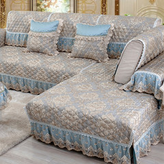 European style sofa cushion fabric, simple modern sofa towel, four seasons custom made lace, flax thickening Royal cushion Irene - Blue 80*80cm
