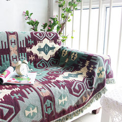 沙发垫沙发巾线毯针织美式北欧宜家毯子几何图案加厚靠背盖巾 复古龟背 90+17垂边*160cm