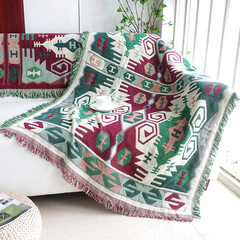 沙发垫沙发巾线毯针织美式北欧宜家毯子几何图案加厚靠背盖巾 新龟背 90+17垂边*160cm