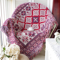 沙发垫沙发巾线毯针织美式北欧宜家毯子几何图案加厚靠背盖巾 苏米诺 90+17垂边*160cm