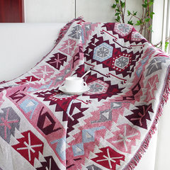 沙发垫沙发巾线毯针织美式北欧宜家毯子几何图案加厚靠背盖巾 斯图拉格 90+17垂边*160cm