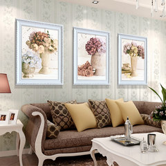 The living room bedroom modern paintings are simple European box painting background sofa wall decoration painting fresh flower garden triple 40*50 (CM) Import PS polymer frame + organic glass Please join the shopping cart separately, two from the mail