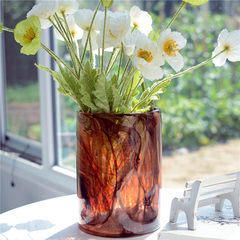 Export American Pastoral simple red flowers colorful cylindrical glass vase soft decoration creative ornaments
