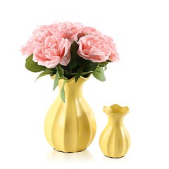 Modern minimalist yellow ceramic small vase new classical model of soft decoration bedroom living room table decoration