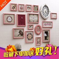 Photo wall, European irregular wall, creative bedroom, living room, photo wall, pink lady wall picture frame, solid wood