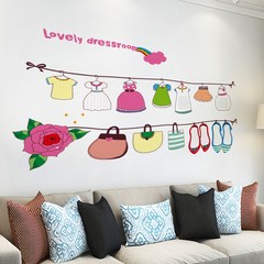 Cute cartoon Wall Stickers Wall bedside wall Princess room bedroom decoration glass stickers creative clothing store Get coupons before you go shopping large