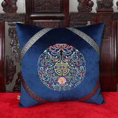 New style of Chinese new classical sofa of art bixu new style vogue embroider high-grade cushion holds pillow luo han bed to add thick sponge cushion velvet deep blue 65+17 hang edge *180cm