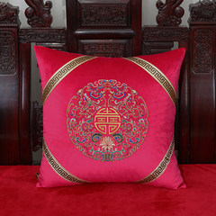 New style of Chinese new classical sofa of art bixu new style vogue embroider high-grade cushion holds pillow luo han bed to add thick sponge cushion velvet rose-red 65+17 hang edge *180cm