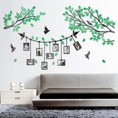 照片相框树创意绿色墙贴3d亚克力墙贴立体墙贴卧室客厅背景儿童房 黑色树干+草绿叶子 中