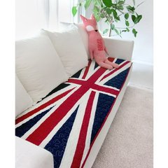 韩国代购 英国国旗简约棉沙发垫 布艺米字国旗床前垫 飘窗垫 地垫 如图 65+17垂边*180cm
