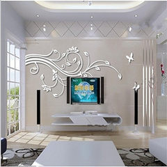 3D crystal acrylic embossed three-dimensional wall stickers living room sofa TV background wall stickers stickers creative Home Furnishing stereo White flowers on the right Small
