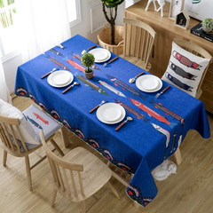The original Japanese wind and waves of high quality linen tablecloths table napkin napkin table fish garden seat cover cushion cover towels The Japanese Navy and air 140*230cm