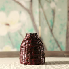Handmade straw flower flower vase tea zen culture small tea table ornaments retro Japanese Ikebana A short straw vase