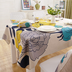 American country tea table tablecloth table cloth art garden cotton and linen round table cloth thickened tablecloth rectangular tablecloth cover three color peony 180*140cm