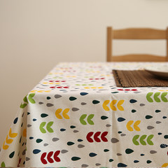 小米馍馍日式卡通树叶小雨滴居家桌布盖布餐桌布棉麻可定制 如图 180*140cm
