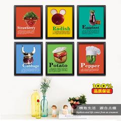 Modern restaurant decoration painting paintings of fruits and vegetables vertical creative personality hotel canteen kitchen simple wall murals 23 cm *28 cm Simple log color grain frame Oil film laminating + low reflective organic glass