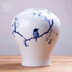 Jingdezhen ceramic vase Zen decoration new Chinese blue and white porcelain flower tea room shelf jewelry culture Blue and white plum vase