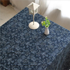 Japan's traditional elegant blue linen tablecloths tea shop cafe table cloth towel mat table cloth Lanhuabu 90+17 vertical *110cm