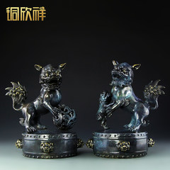 The copper lion lion palace Yan Xiangchun bronze decoration bronze lion Home Furnishing living room decoration crafts Bronze lion [pair]