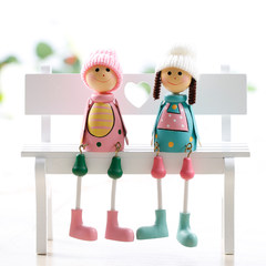 Lovely doll cartoon decorations hanging wooden combination children room decor decoration to send their children to a small gift C + + rubber chair