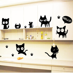 Living room, bedroom, study cupboard, glass paste, children's room, kindergarten, cute cat, mouse Wall Sticker in