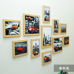 11 simple european-style creative black-and-white combination photo wall living room bedroom photo wall photo wall photo frame decorative painting wood (famous car)