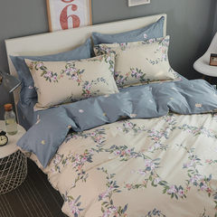 Simple cotton four piece Korean garden style small floral cotton bedding sheets 1.5m1.8m Kit Bed linen Like a song 1.2m (4 feet) bed