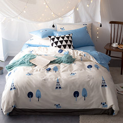 Bed cotton four-piece suite pure cotton bedclothes set 1.5m1.8m double bed sheet set 1.2m (4ft) romantic Paris tower bed set 4 pieces special price sheets set 1.2m (4ft) bed
