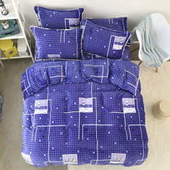 French fleece four-piece warm quilt cover 1.5/1.8m bed coral plush suite blue sea legend 1.5m (5ft) bed