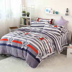 French fleece four-piece warm quilt cover 1.5/1.8m bed coral plush suite 1.5m (5ft) bed around the world
